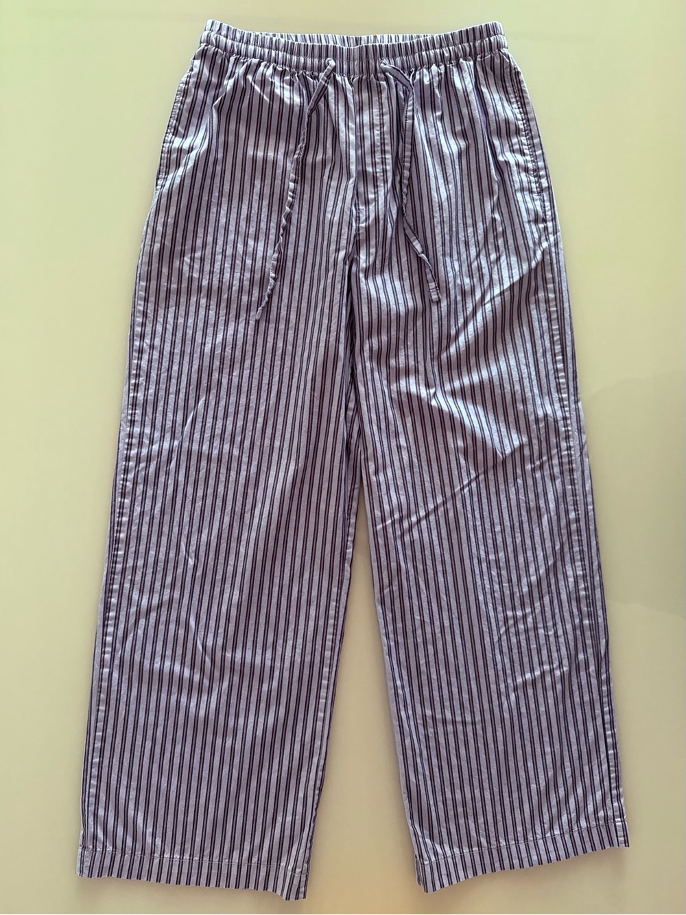 H&M Women’s Blue Striped Cotton Drawstring Pants - Size Small- Worn 1x - EUC